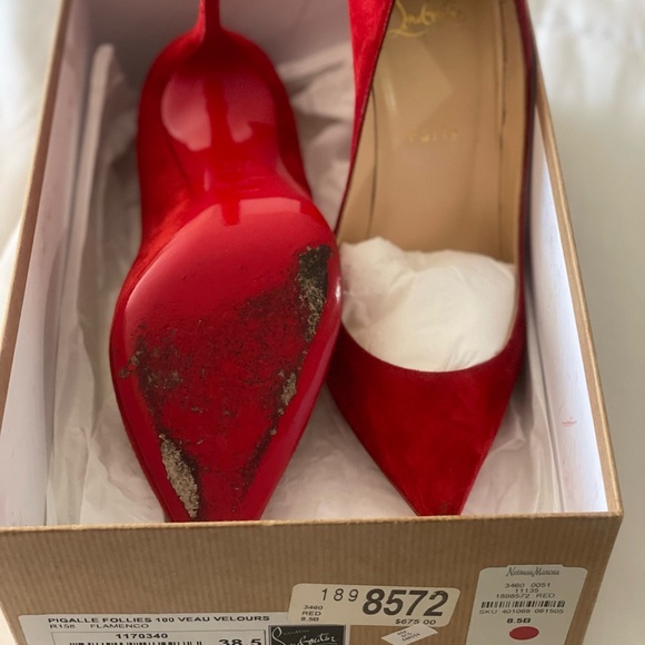 Red Christian Louboutin stiletto heel. Shortly worn 3 times. No longer fit. - Picture 3 of 5
